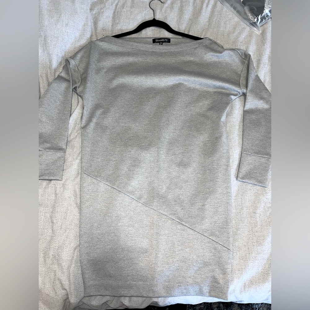 Dynamite Boat Neck Heather Grey Dress